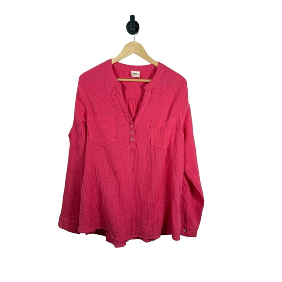 NWOT Mote Women’s Gauzy Cotton Tunic Henley in Pink Size XXL - Picture 6 of 6